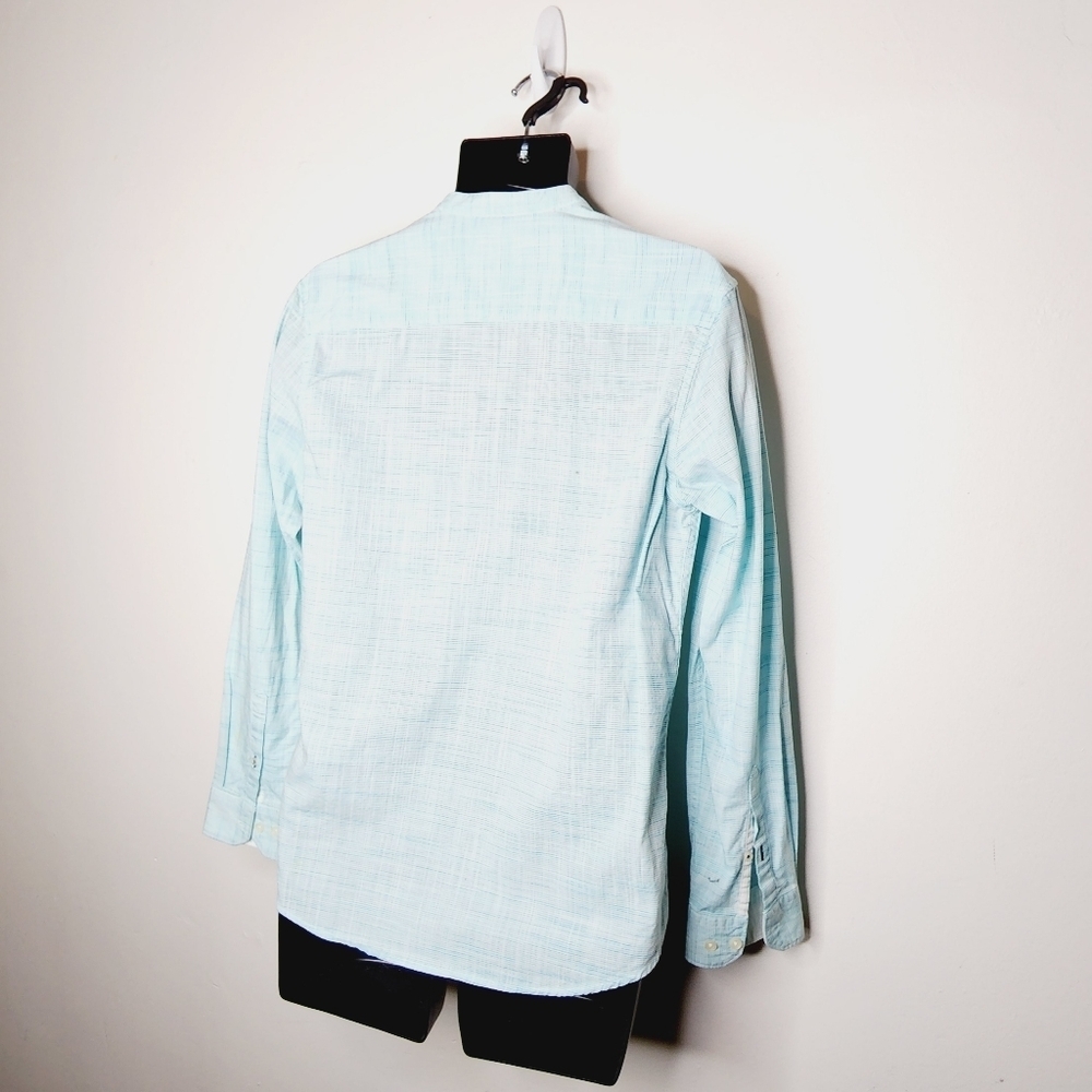 Netplay Heritage Workwear Colarless Casual Button Down Shirt - Blue - Picture 4 of 7
